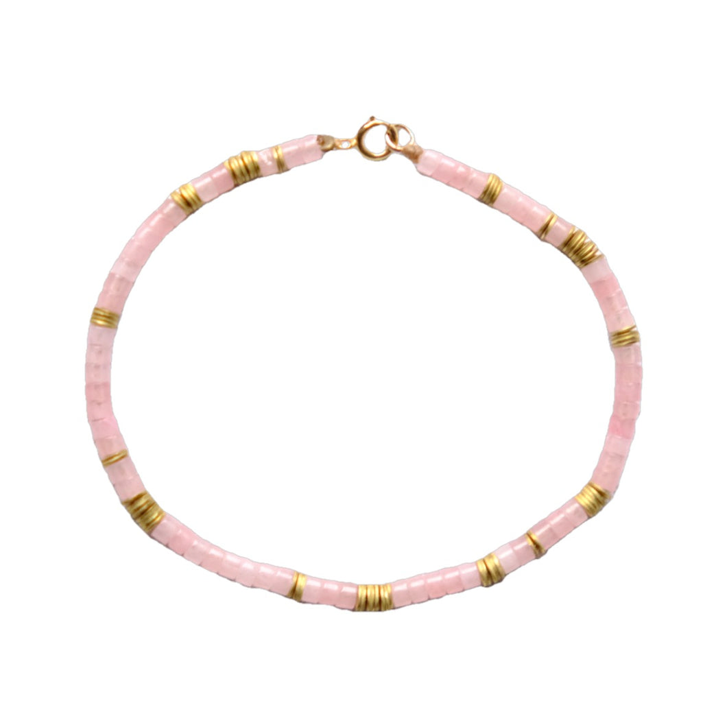 Bracelet simple pierre rondelle, laiton multi