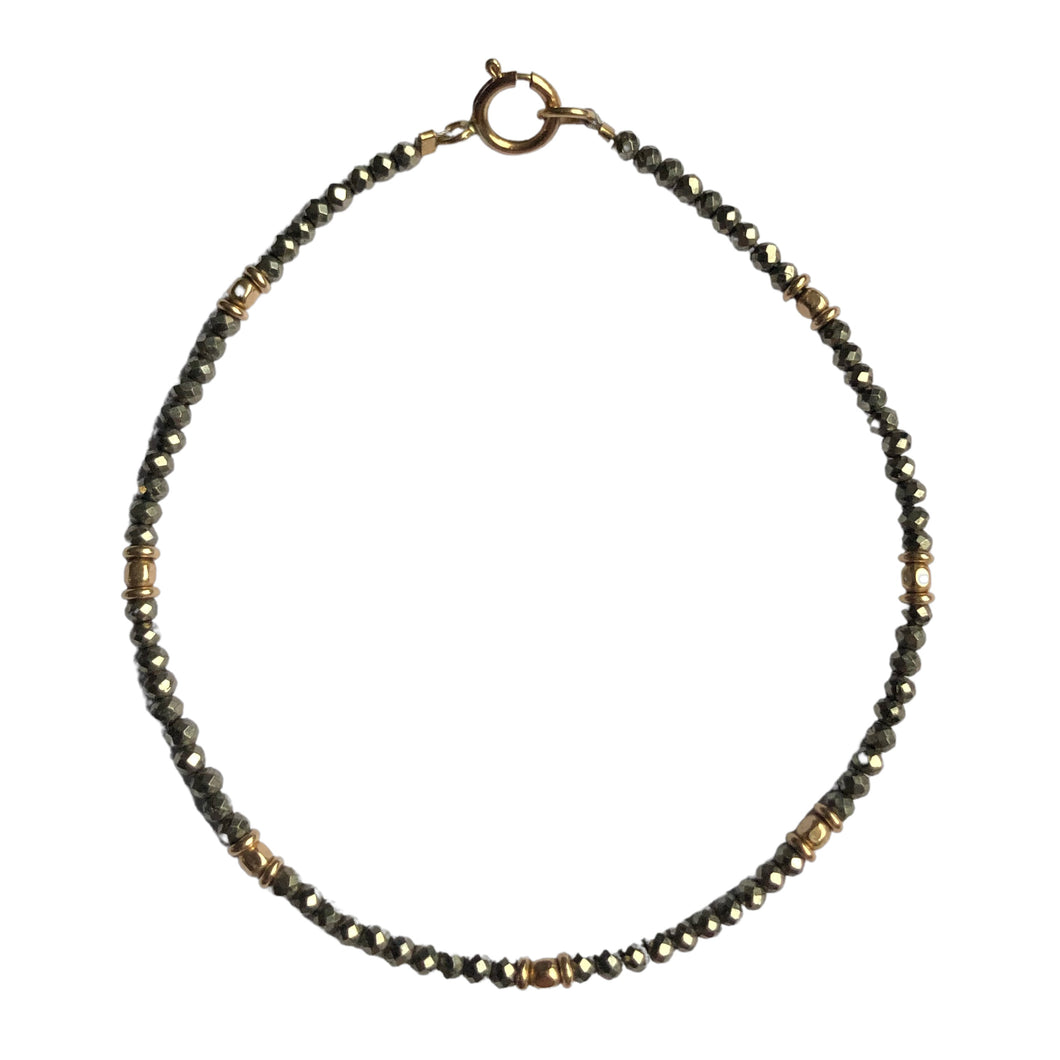 Bracelet simple pyrite et gold filled