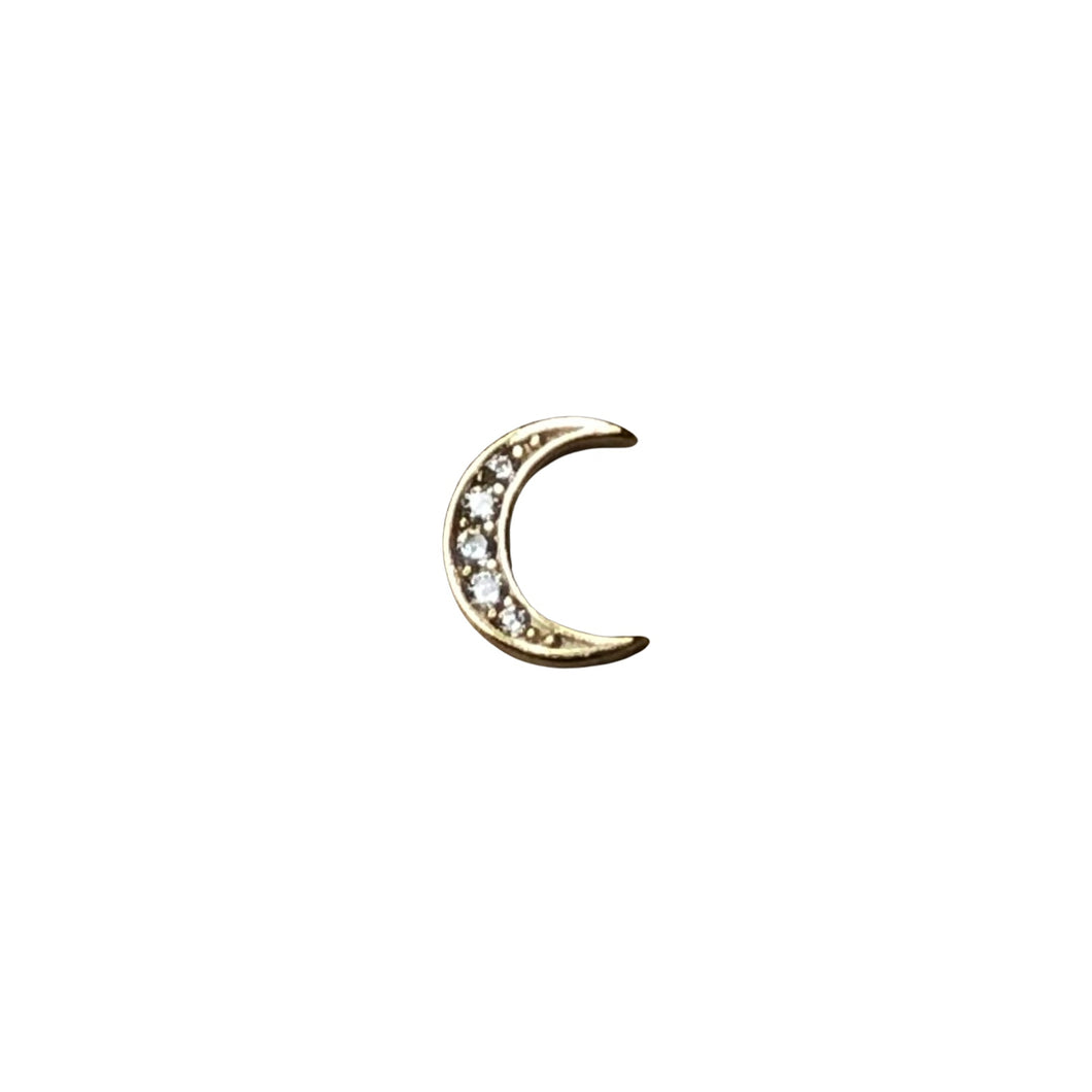 Boucle d'oreille, single, oreille percée, lune GM