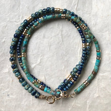 Charger l&#39;image dans la galerie, Bracelet simple turquoise naturelle et perles goldfilled
